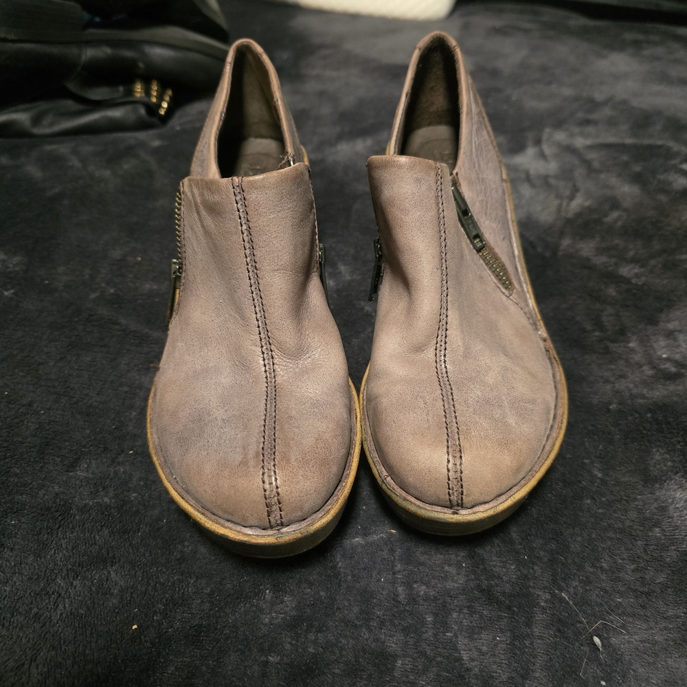 Women's Gray Ankle Boots with Side Zipper